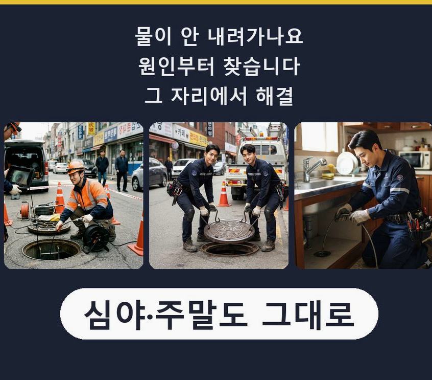 고양시일산동구 산황동 배수구막힘 당일 처리 현장 작업 사진 - 배관해결사