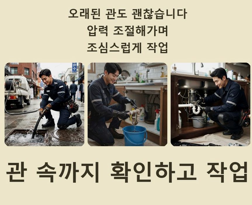 고양시일산동구 산황동 정화조막힘 뚫음 현장 작업 사진 - 배관해결사