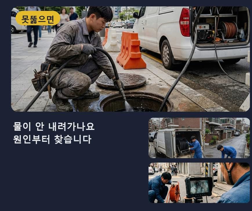 서울 강남구 삼성동 고압세척 업체 현장 작업 사진 - 배관해결사