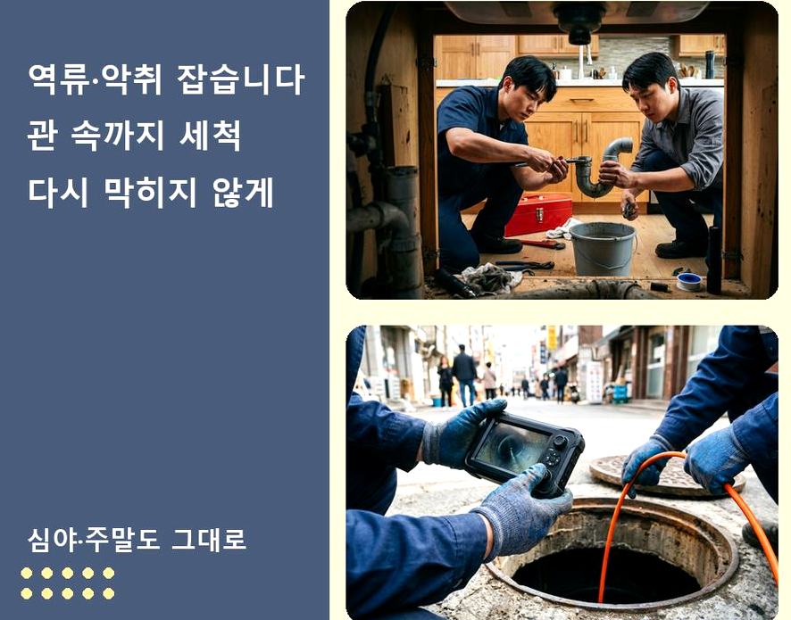서울 강남구 삼성동 오수관막힘 전문 업체 현장 작업 사진 - 배관해결사