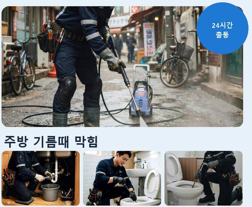 서울 강남구 삼성동 정화조막힘 원인 진단 현장 작업 사진 - 배관해결사
