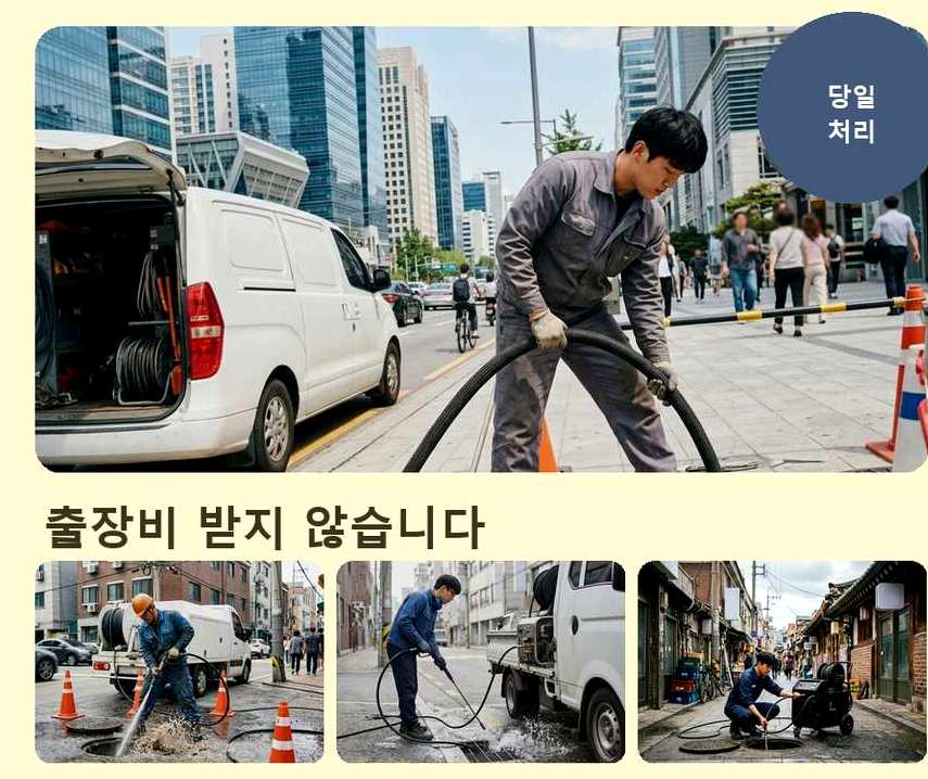 서울 동작구 상도동 고압세척 야간 출동 현장 작업 사진 - 배관해결사
