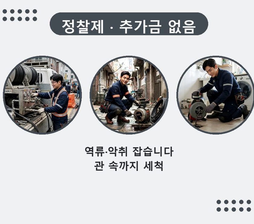 서울 중랑구 상봉동 배관청소 원인 진단 현장 작업 사진 - 배관해결사
