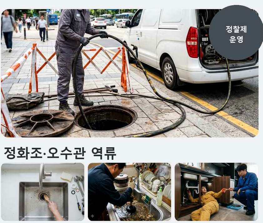 서울 중랑구 상봉동 싱크대막힘 전문 업체 현장 작업 사진 - 배관해결사