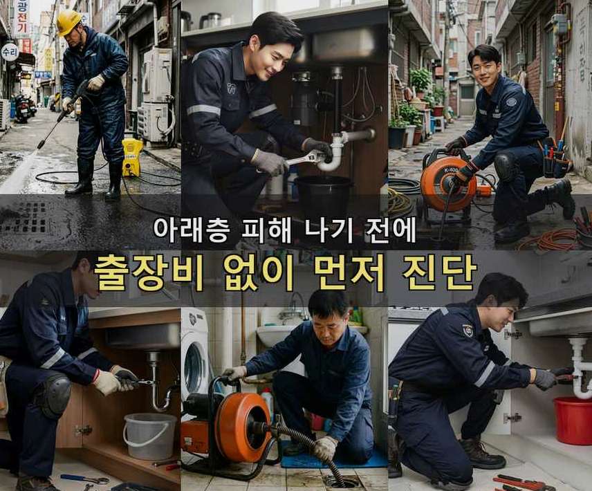 서울 성동구 상왕십리동 주방 하수구막힘 출장비 무료 현장 작업 사진 - 배관해결사