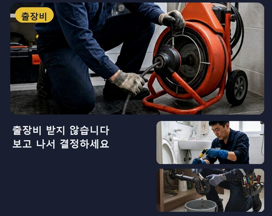 파주시 상지석동 배수구막힘 긴급출동 현장 작업 사진 - 배관해결사