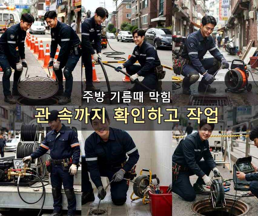 용인시수지구 상현동 오수관막힘 빠른 해결 현장 작업 사진 - 배관해결사