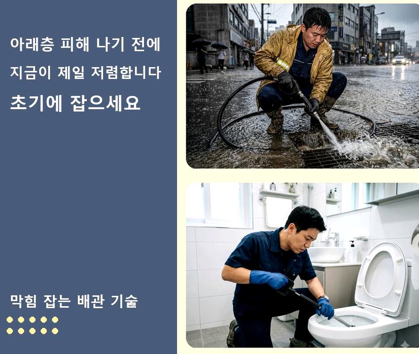 서울 관악구 신사동 하수구막힘 야간 출동 현장 작업 사진 - 배관해결사