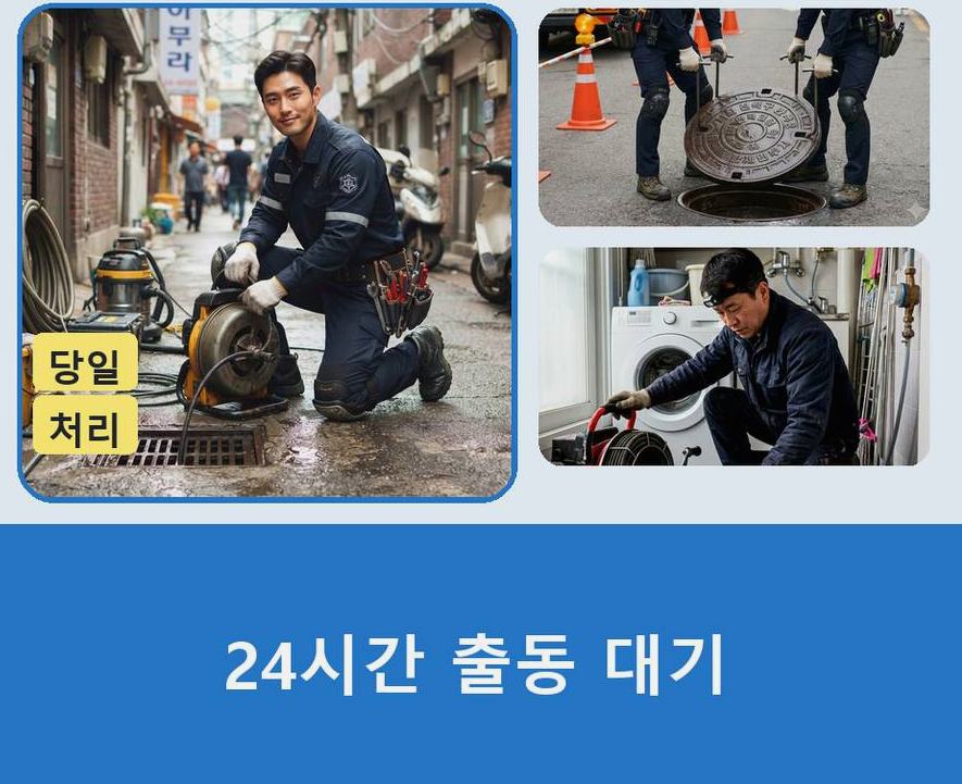서울 관악구 중앙동 배수구막힘 뚫음 현장 작업 사진 - 배관해결사