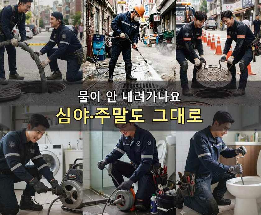 서울 양천구 신정동 욕실 배수구막힘 출장비 무료 현장 작업 사진 - 배관해결사