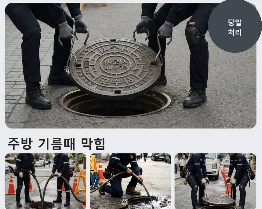 양평군 서종면노문리 정화조막힘 비용 현장 작업 사진 - 배관해결사