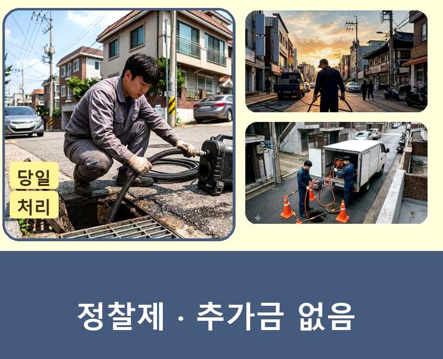 파주시 서패동 배수구막힘 당일 처리 현장 작업 사진 - 배관해결사