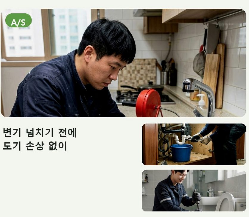 고양시일산동구 설문동 세면대막힘 비용 현장 작업 사진 - 배관해결사