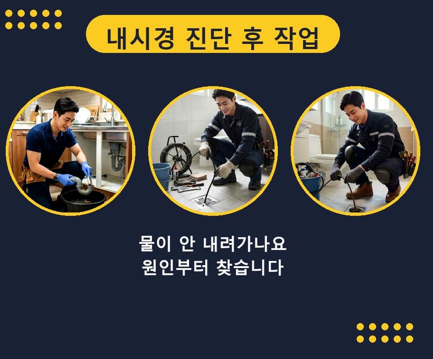 고양시일산동구 설문동 하수구 역류 야간 출동 현장 작업 사진 - 배관해결사