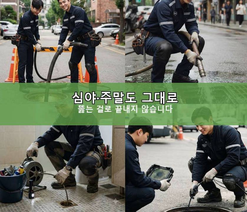 용인시수지구 성복동 세면대막힘 긴급출동 현장 작업 사진 - 배관해결사