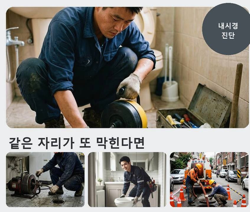 용인시수지구 성복동 하수구막힘 업체 현장 작업 사진 - 배관해결사