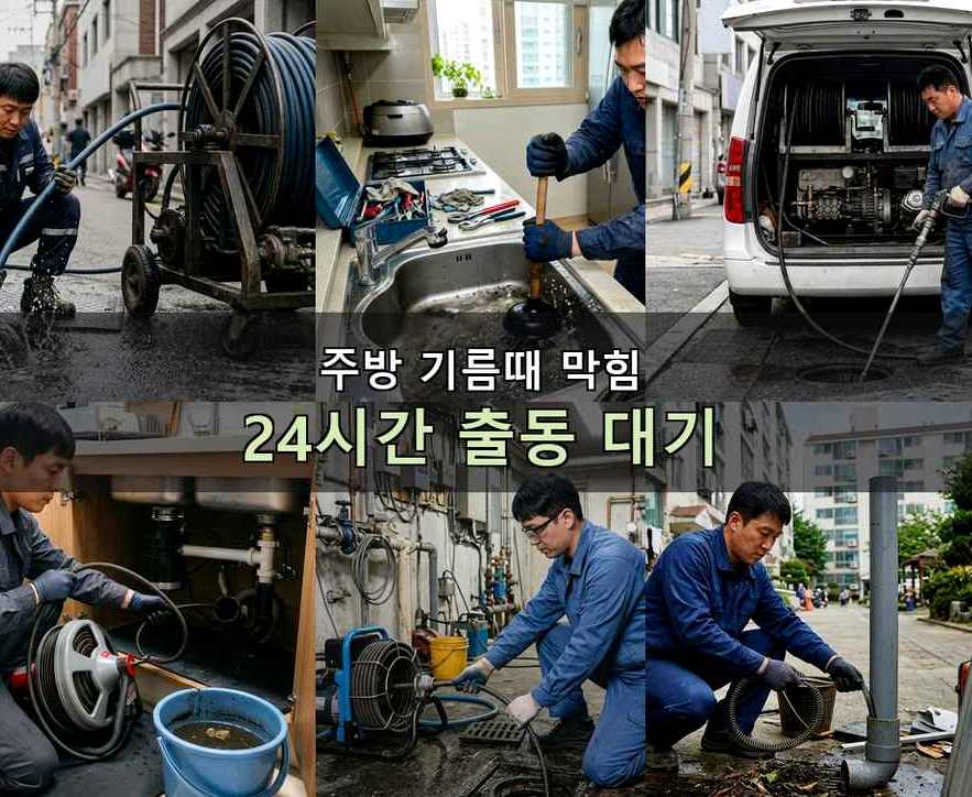 고양시일산동구 성석동 배수구막힘 원인 진단 현장 작업 사진 - 배관해결사
