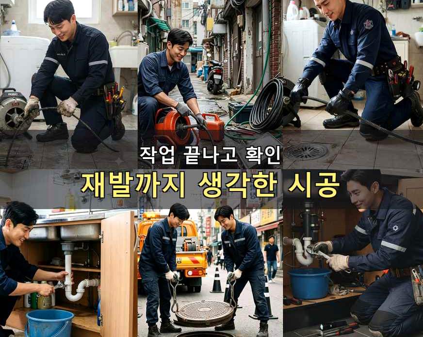 서울 성동구 성수동 싱크대막힘 야간 출동 현장 작업 사진 - 배관해결사