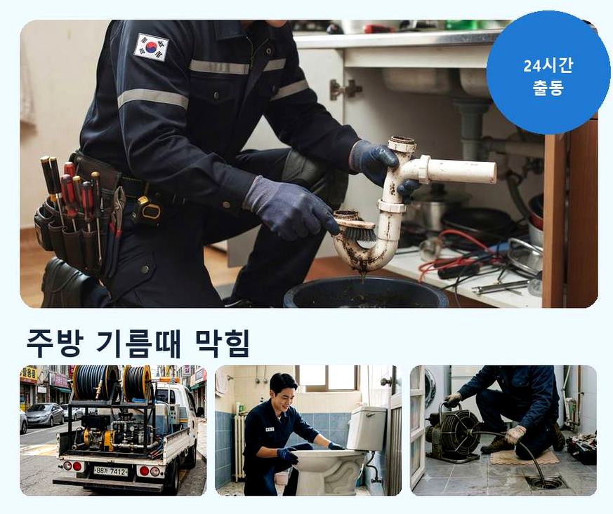 서울 관악구 성현동 하수구막힘 업체 현장 작업 사진 - 배관해결사