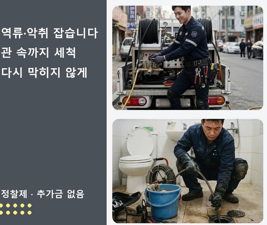 서울 강남구 세곡동 하수구 냄새 당일 처리 현장 작업 사진 - 배관해결사