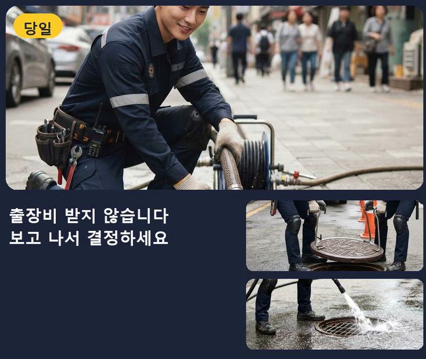 수원시장안구 연무동 배수구막힘 고압세척·관통 작업 모습