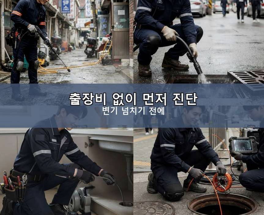 파주시 야당동 싱크대막힘 고압세척·관통 작업 모습