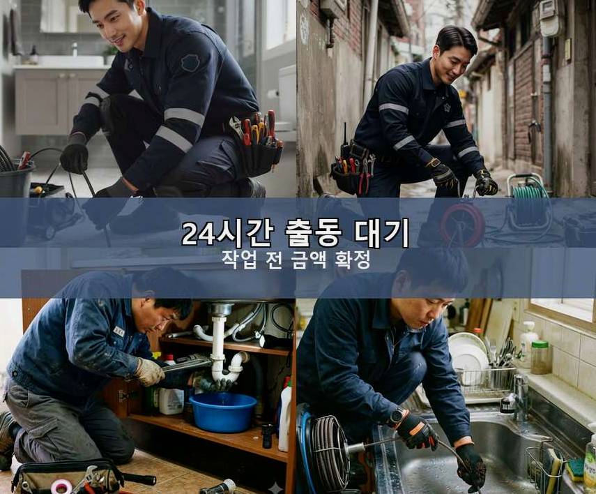 파주시 신촌동 하수구막힘 고압세척·관통 작업 모습