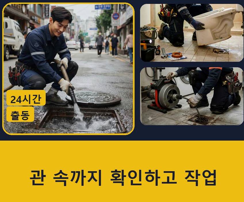 수원시권선구 금곡동 하수구막힘 출장비 무료 현장 작업 사진 - 배관해결사