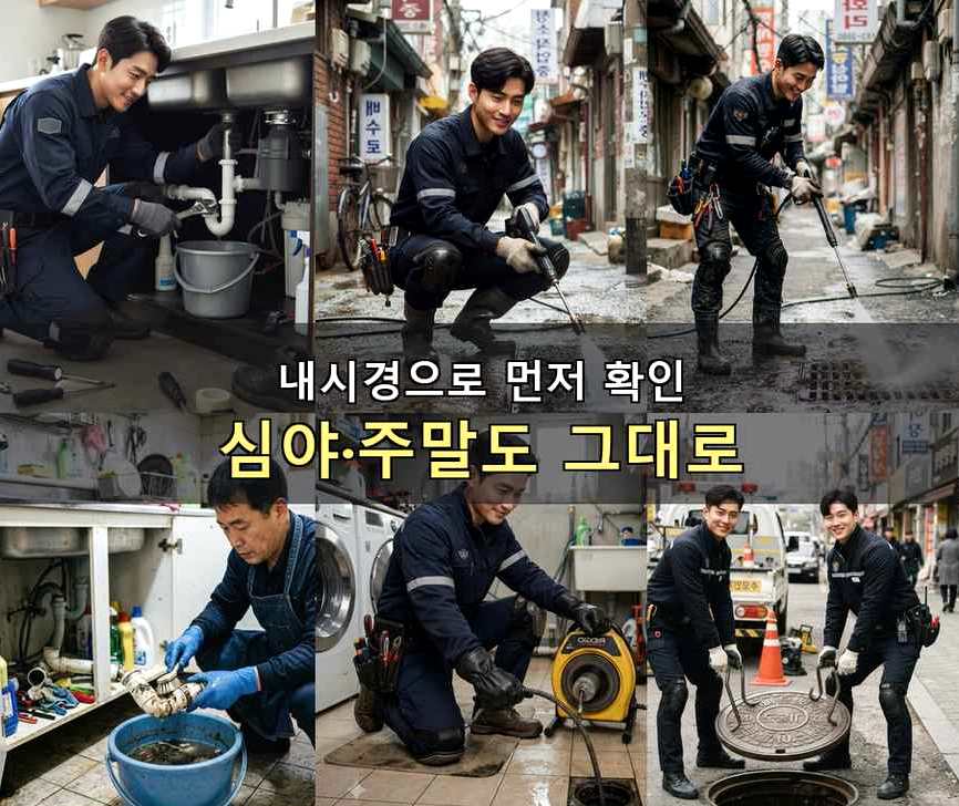 수원시권선구 평동 배수구막힘 뚫음 현장 작업 사진 - 배관해결사