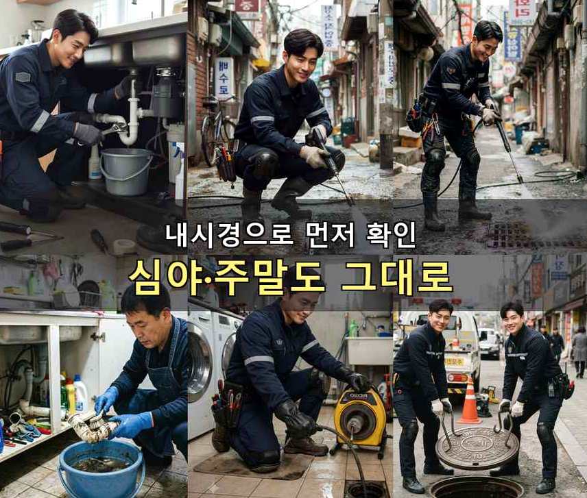 서울 중랑구 신내동 고압세척 출장비 무료 현장 작업 사진 - 배관해결사