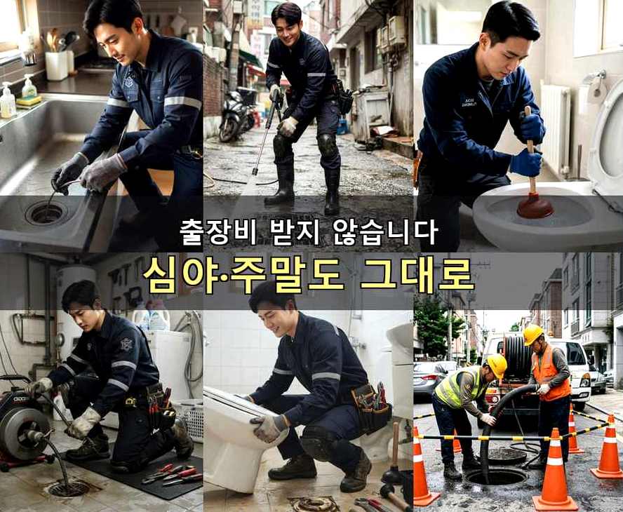 서울 중랑구 신내동 세탁기 배수구막힘 당일 처리 현장 작업 사진 - 배관해결사