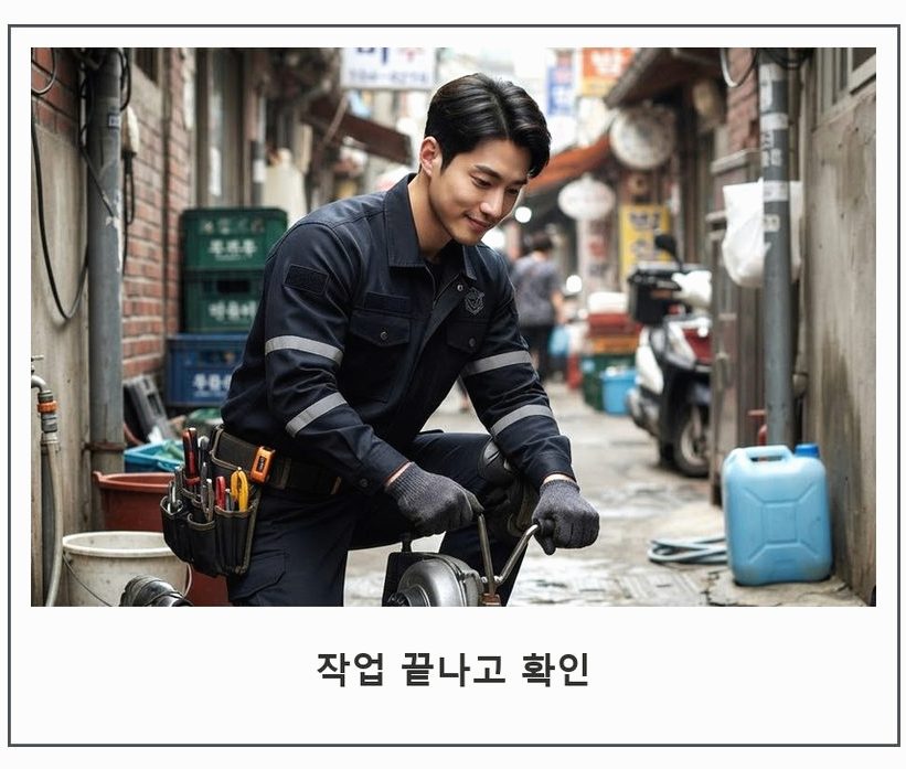 서울 중랑구 신내동 하수구 역류 출장비 무료 현장 작업 사진 - 배관해결사