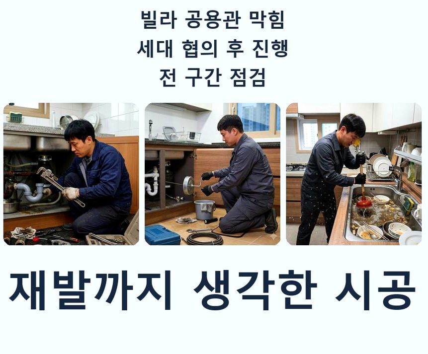 서울 동작구 신대방동 고압세척 전문 업체 현장 작업 사진 - 배관해결사