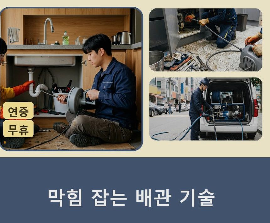 서울 동작구 신대방동 배관청소 원인 진단 현장 작업 사진 - 배관해결사