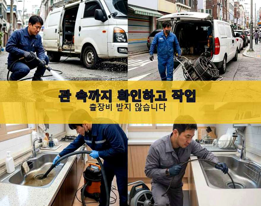 서울 동작구 신대방동 욕실 배수구막힘 전문 업체 현장 작업 사진 - 배관해결사