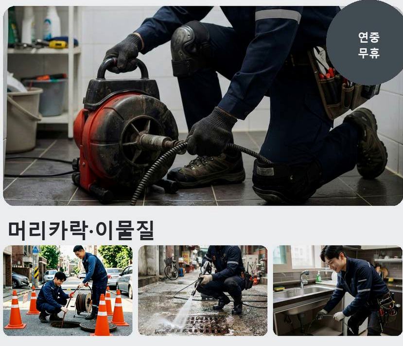 서울 구로구 신도림동 배관청소 가격 안내 현장 작업 사진 - 배관해결사