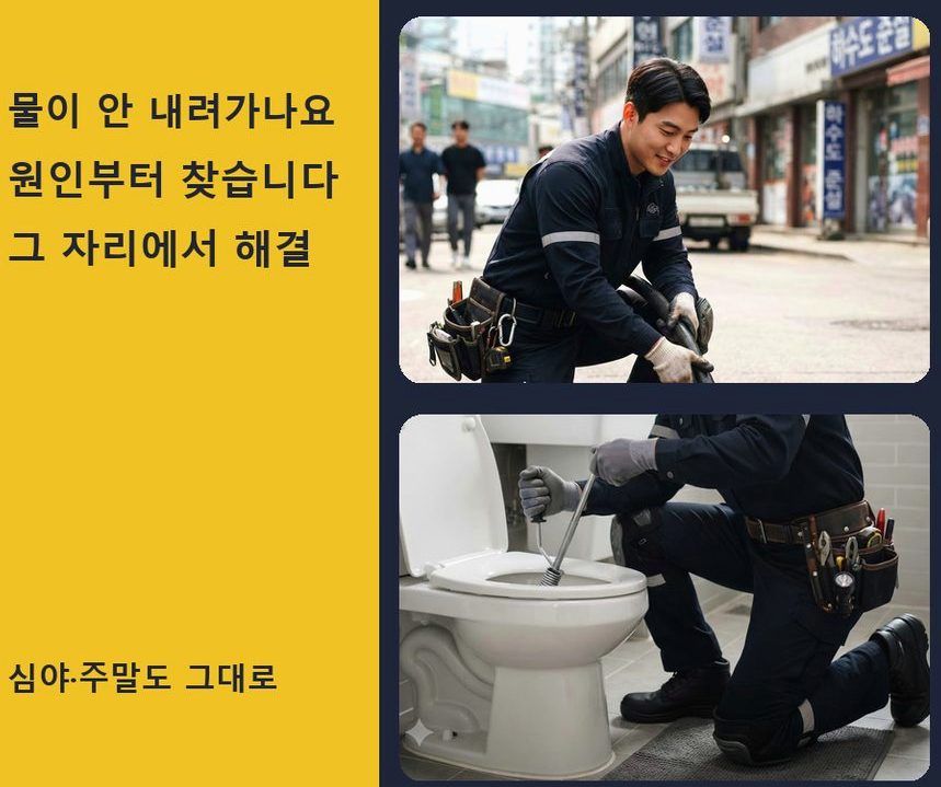 안성시 신모산동 배수구막힘 긴급출동 현장 작업 사진 - 배관해결사