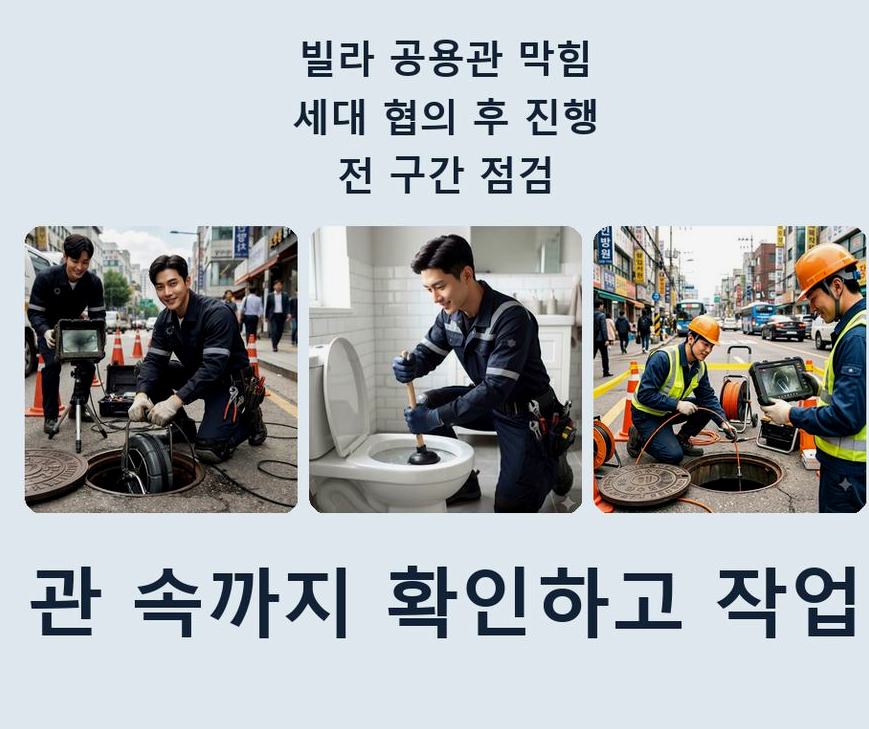 연천군 구미리 오수관막힘 고압세척·관통 작업 모습
