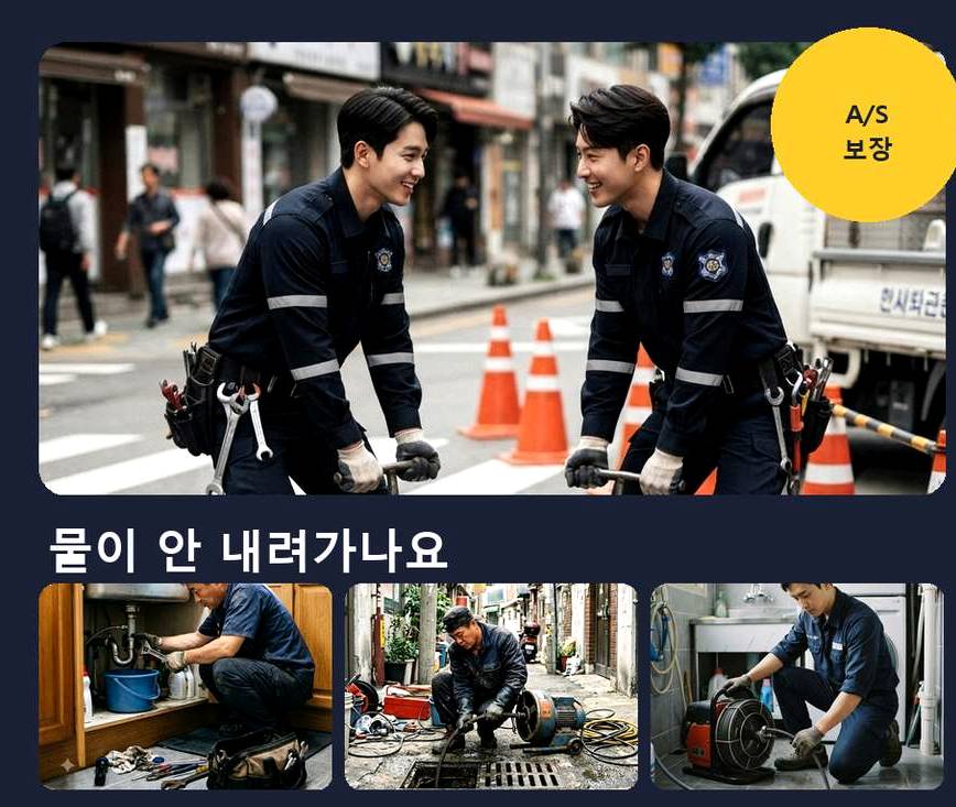 서울 양천구 신월동 세탁기 배수구막힘 긴급출동 현장 작업 사진 - 배관해결사