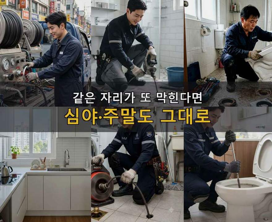 서울 양천구 신월동 오수관막힘 업체 현장 작업 사진 - 배관해결사