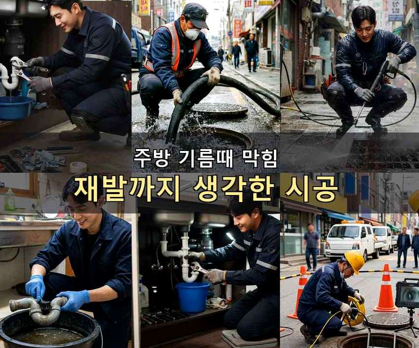 성남시수정구 신흥동 배수구막힘 뚫음 현장 작업 사진 - 배관해결사