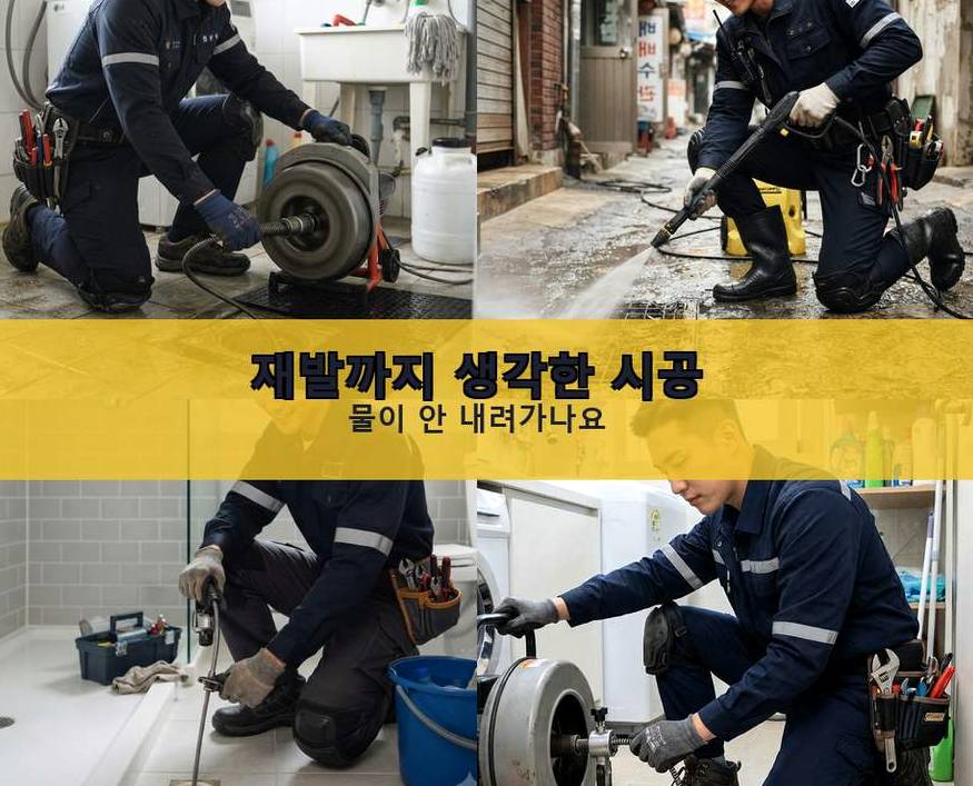 서울 도봉구 쌍문동 세탁기 배수구막힘 당일 처리 현장 작업 사진 - 배관해결사