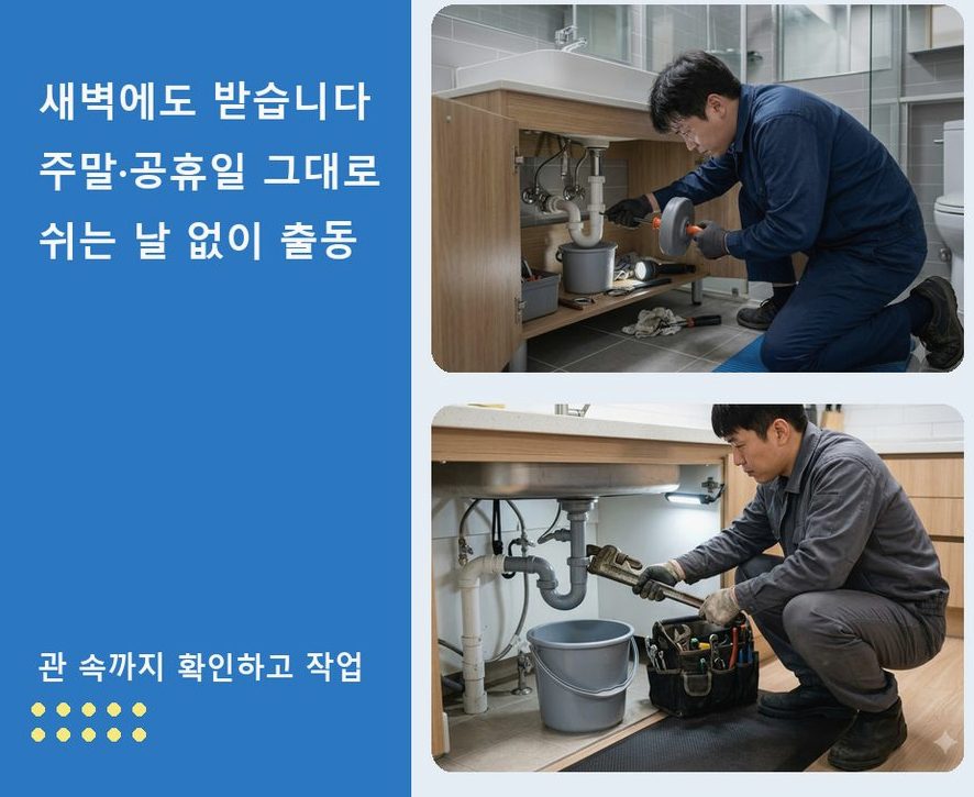 안성시 아양동 배수구막힘 원인 진단 현장 작업 사진 - 배관해결사