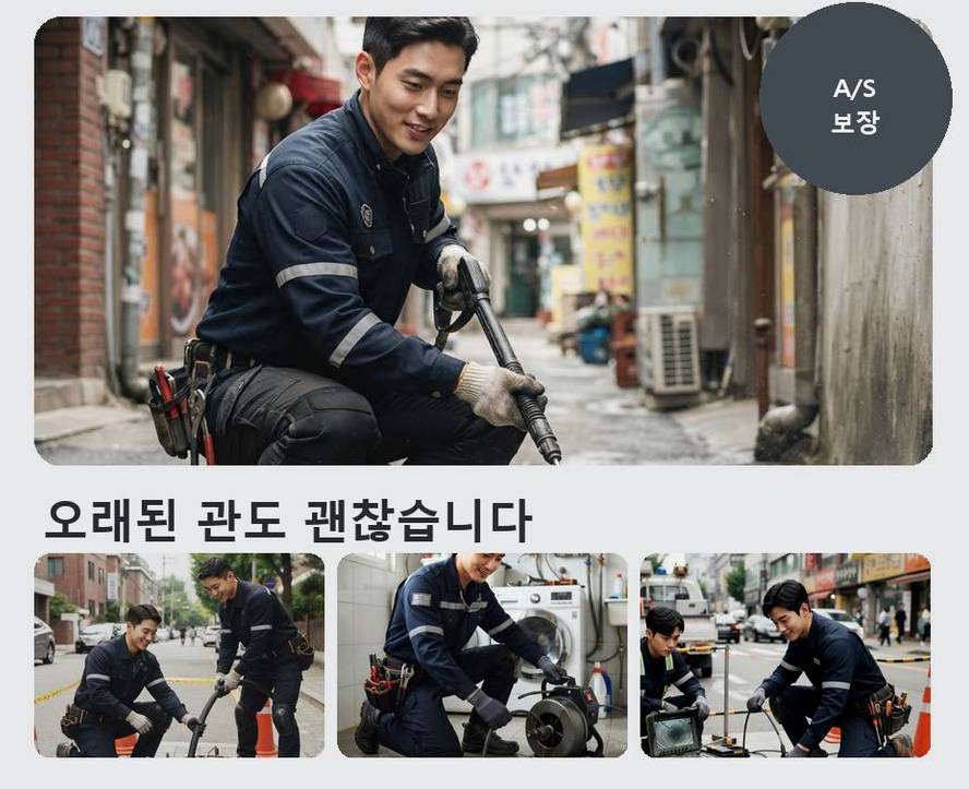 안산시상록구 부곡동 싱크대막힘 고압세척·관통 작업 모습