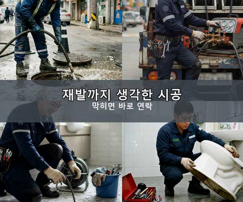 안산시상록구 부곡동 싱크대막힘 고압세척·관통 작업 모습