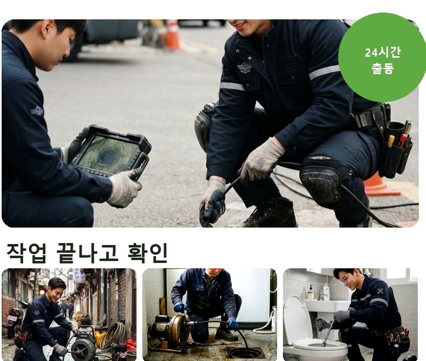 안성시 구장리 고압세척 고압세척·관통 작업 모습