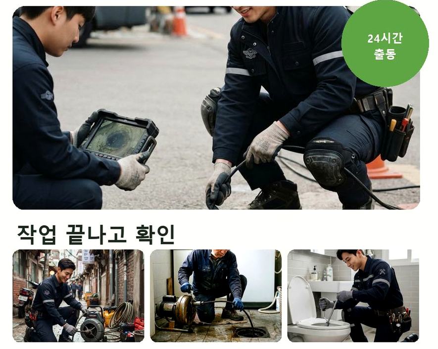 안성시 숭인동 배수구막힘 뚫음 현장 작업 사진 - 배관해결사