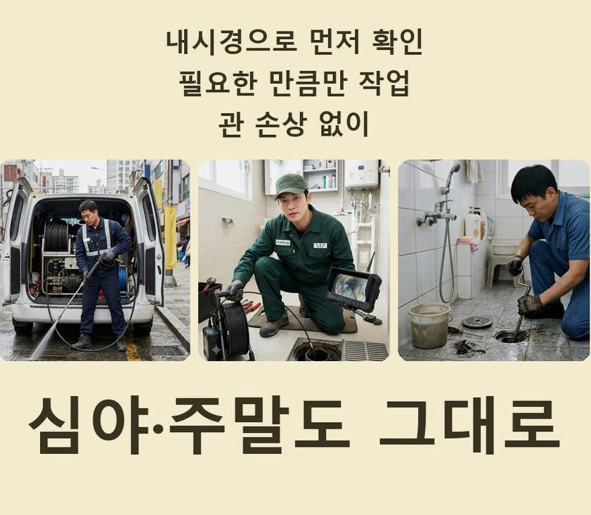 서울 강남구 압구정동 고압세척 출장비 무료 현장 작업 사진 - 배관해결사