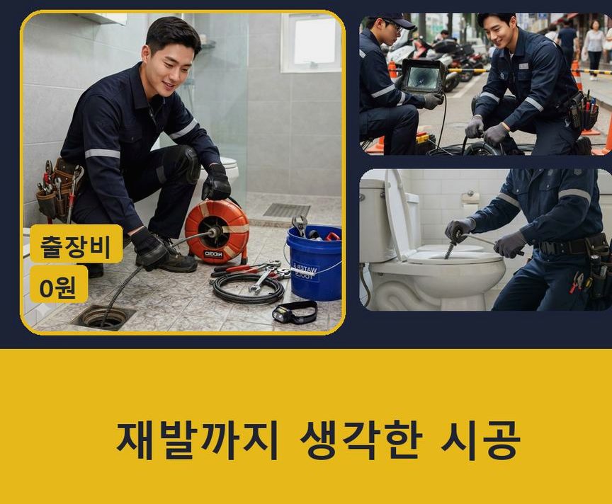 서울 강남구 압구정동 베란다 배수구막힘 뚫음 현장 작업 사진 - 배관해결사