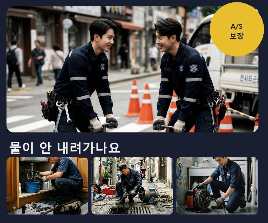 서울 강남구 압구정동 정화조막힘 당일 처리 현장 작업 사진 - 배관해결사